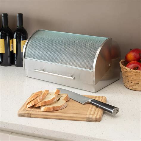 home it stainless steel bread box for kitchen|large stainless steel bread box.